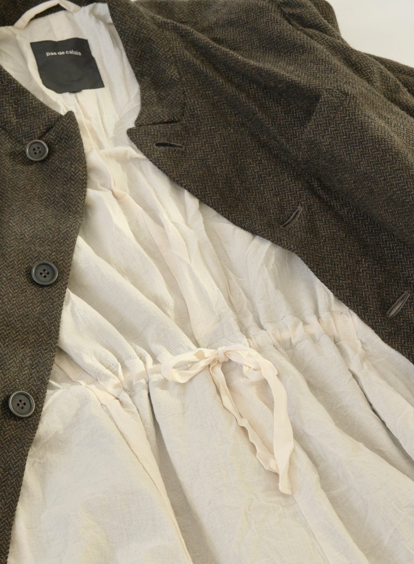 Pas de Calais Eco Wool Herringbone Chesterfield Coat Khaki-Pas De Calais-Thistle Hill
