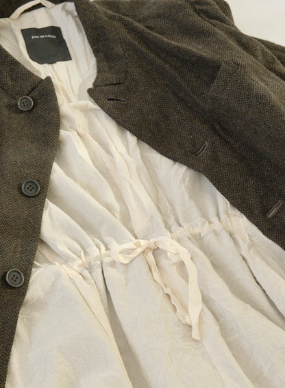Pas de Calais Eco Wool Herringbone Chesterfield Coat Khaki-Pas De Calais-Thistle Hill