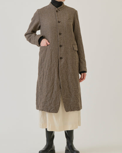 Pas de Calais Eco Wool Herringbone Chesterfield Coat Beige-Pas De Calais-Thistle Hill