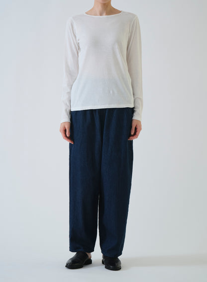 Pas de Calais Cotton Linen Jersey Long Sleeve T-Shirt Off White-Pas De Calais-Thistle Hill