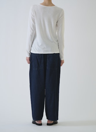 Pas de Calais Cotton Linen Jersey Long Sleeve T-Shirt Off White-Pas De Calais-Thistle Hill