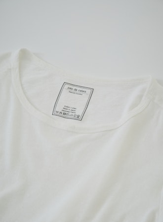 Pas de Calais Cotton Linen Jersey Long Sleeve T-Shirt Off White-Pas De Calais-Thistle Hill