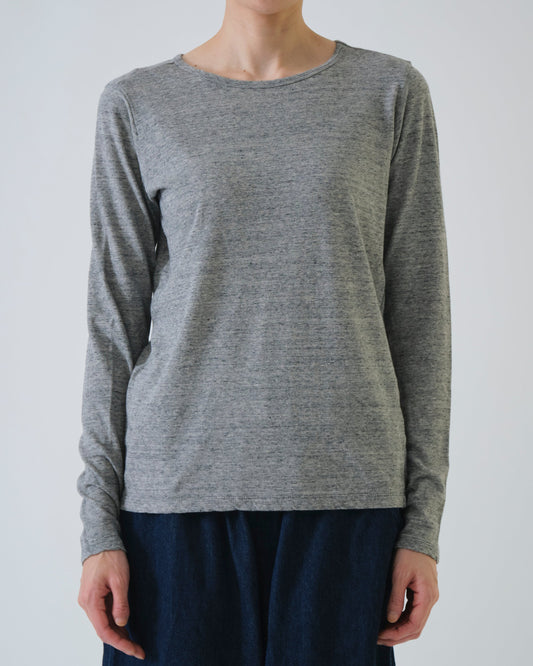 Pas de Calais Cotton Linen Jersey Long Sleeve T-Shirt Light Grey-Pas De Calais-Thistle Hill