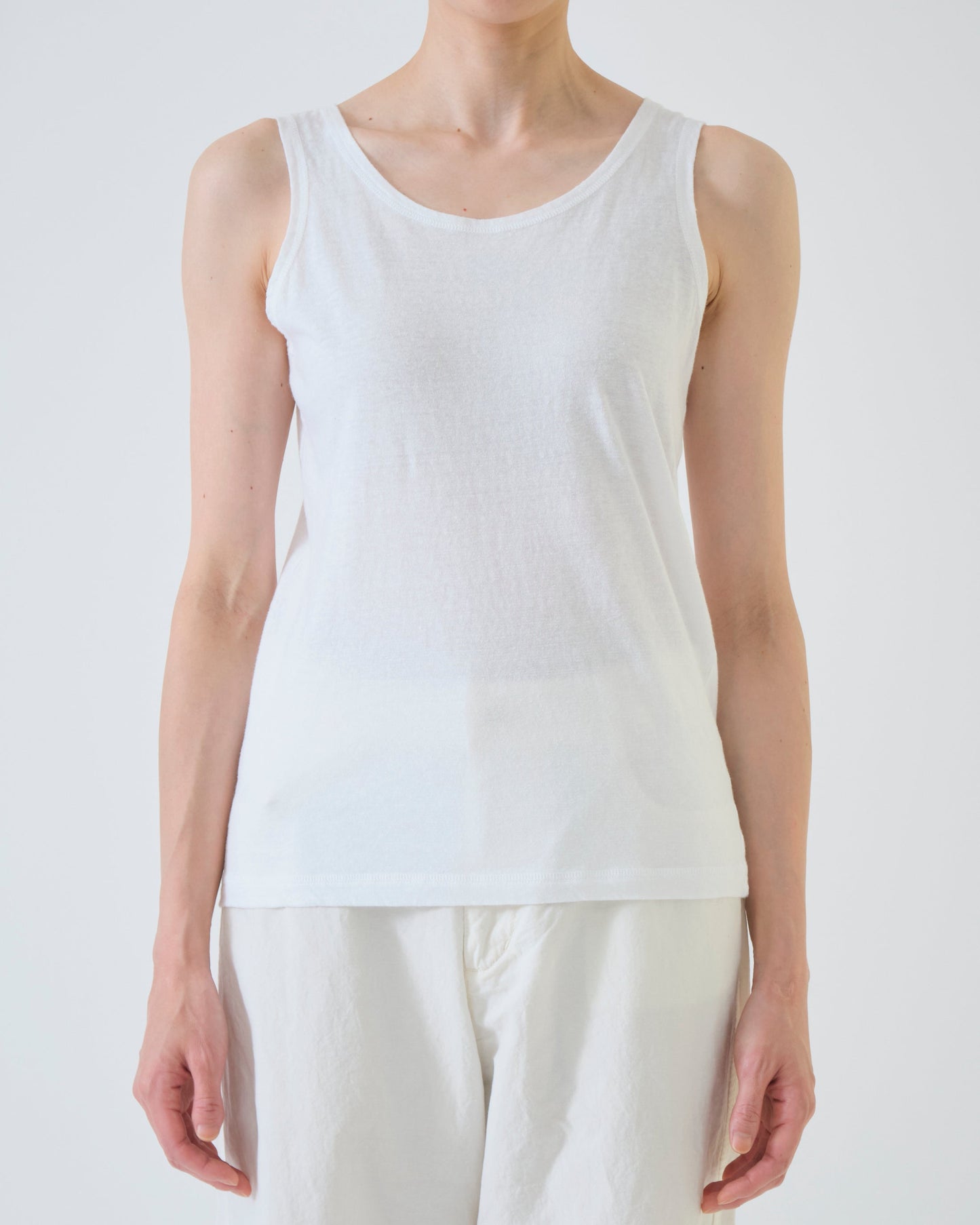 Pas de Calais Soft Cotton Jersey Tank Top White-Pas De Calais-Thistle Hill