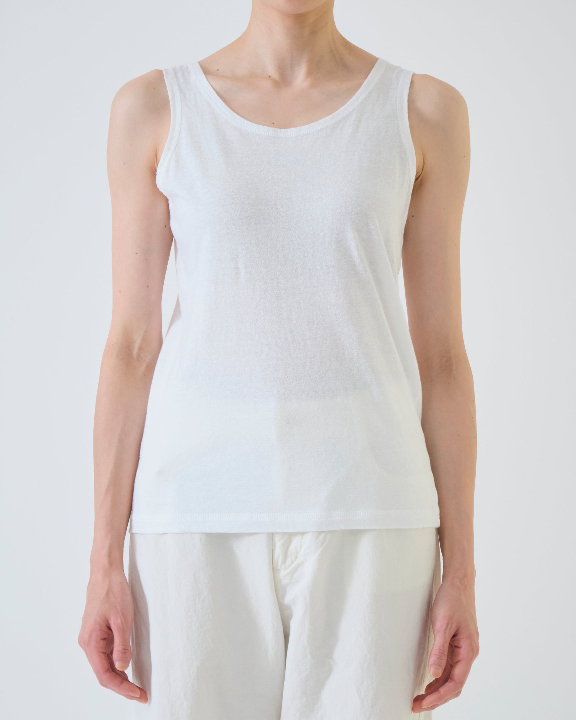 Pas de Calais Soft Cotton Jersey Tank Top White-Pas De Calais-Thistle Hill