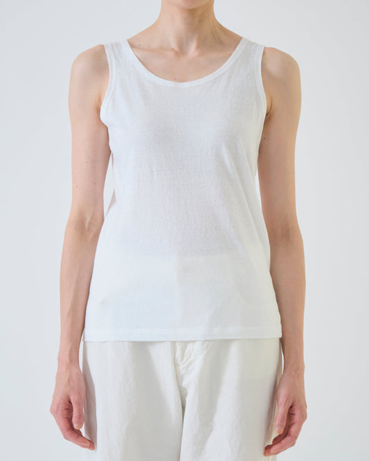 Pas de Calais Soft Cotton Jersey Tank Top White-Pas De Calais-Thistle Hill
