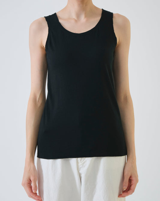 Pas de Calais Soft Cotton Jersey Tank Top Black-Pas De Calais-Thistle Hill