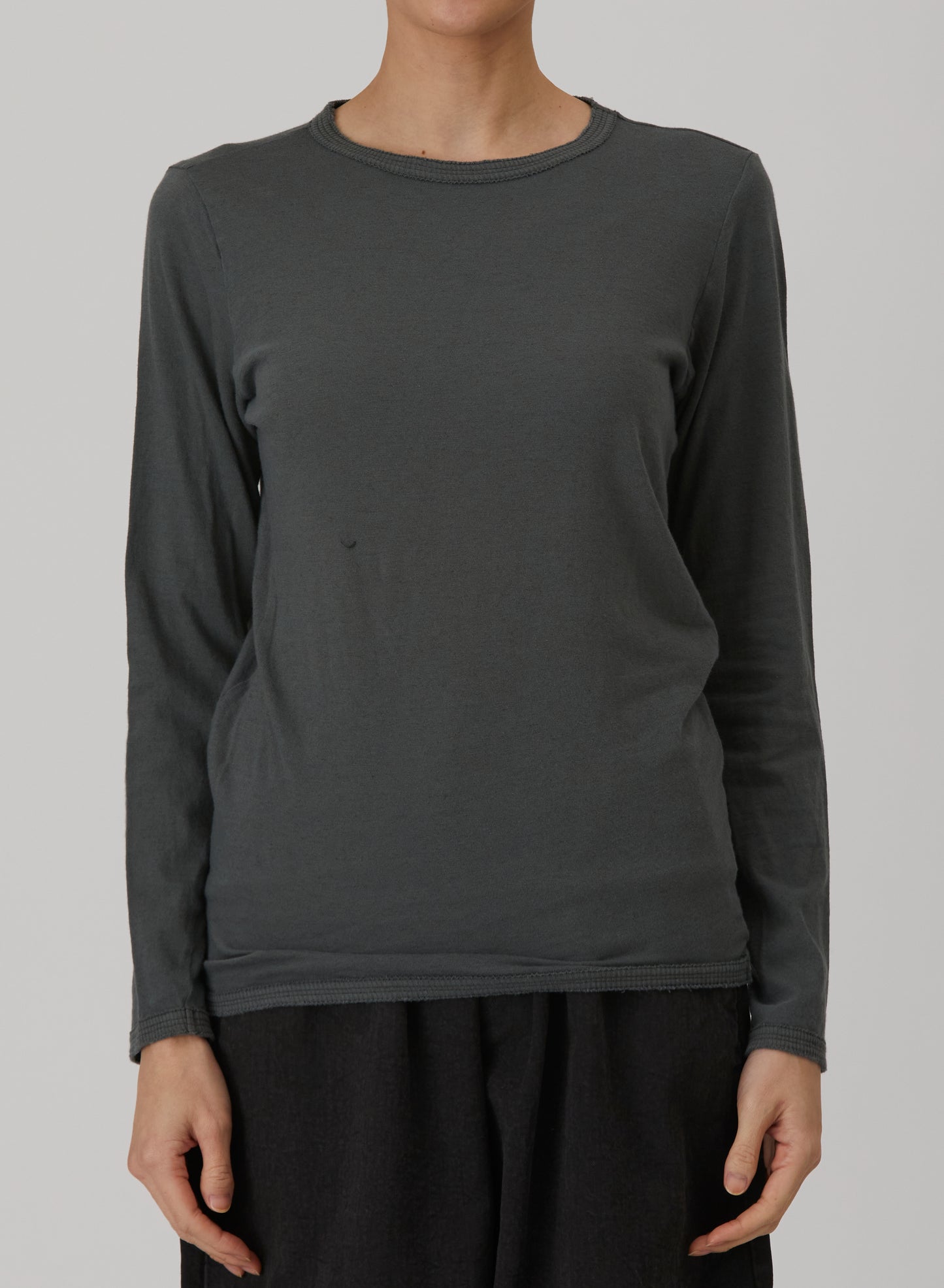 Pas De Calais Cotton Wool Jersey Rib Mix Crew Pullover Grey-Pas De Calais-Thistle Hill