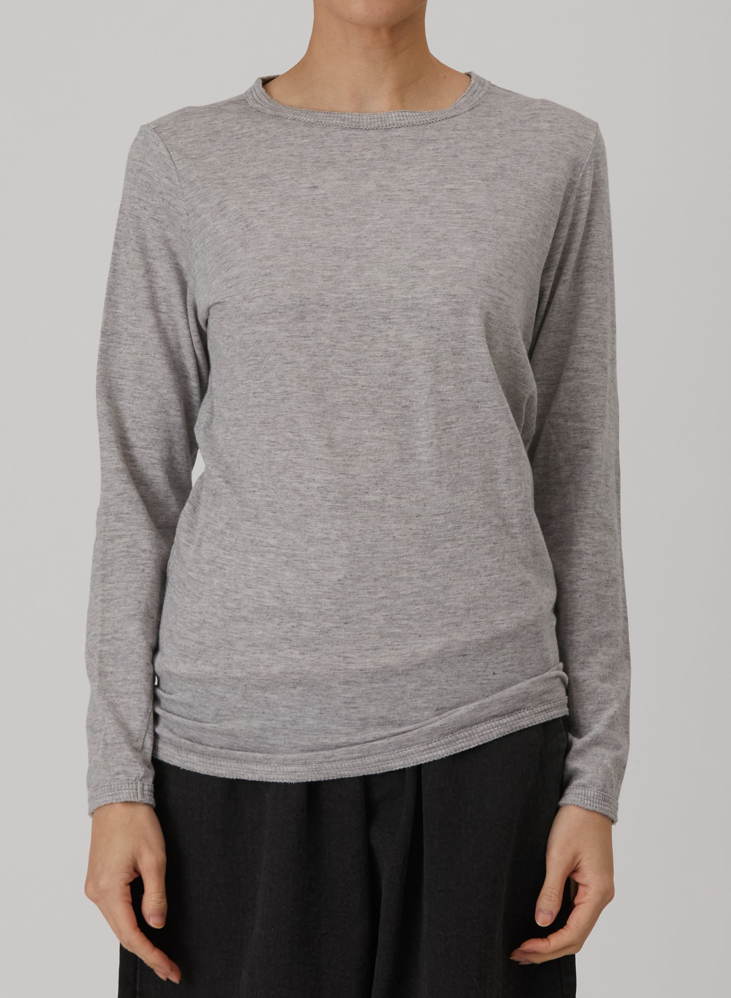 Pas De Calais Cotton Wool Jersey Rib Mix Crew Pullover Light Grey-Pas De Calais-Thistle Hill