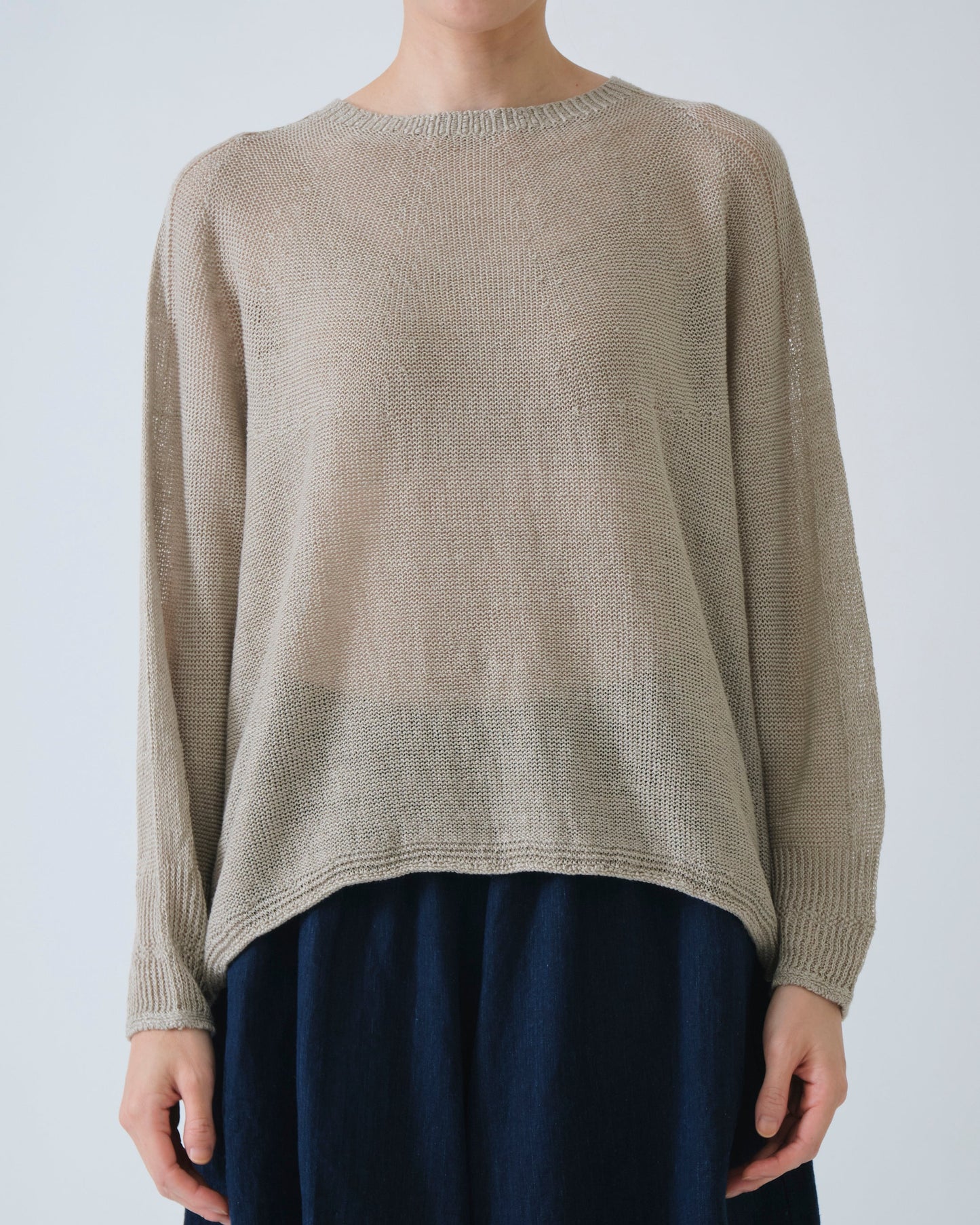 Pas de Calais Normandy Linen Crew Neck Pullover Natural-Pas De Calais-Thistle Hill