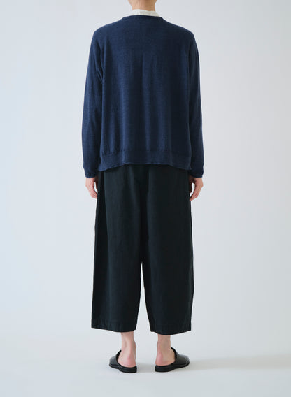 Pas de Calais Washable Cotton Linen V Neck Cardigan Indigo-Pas De Calais-Thistle Hill