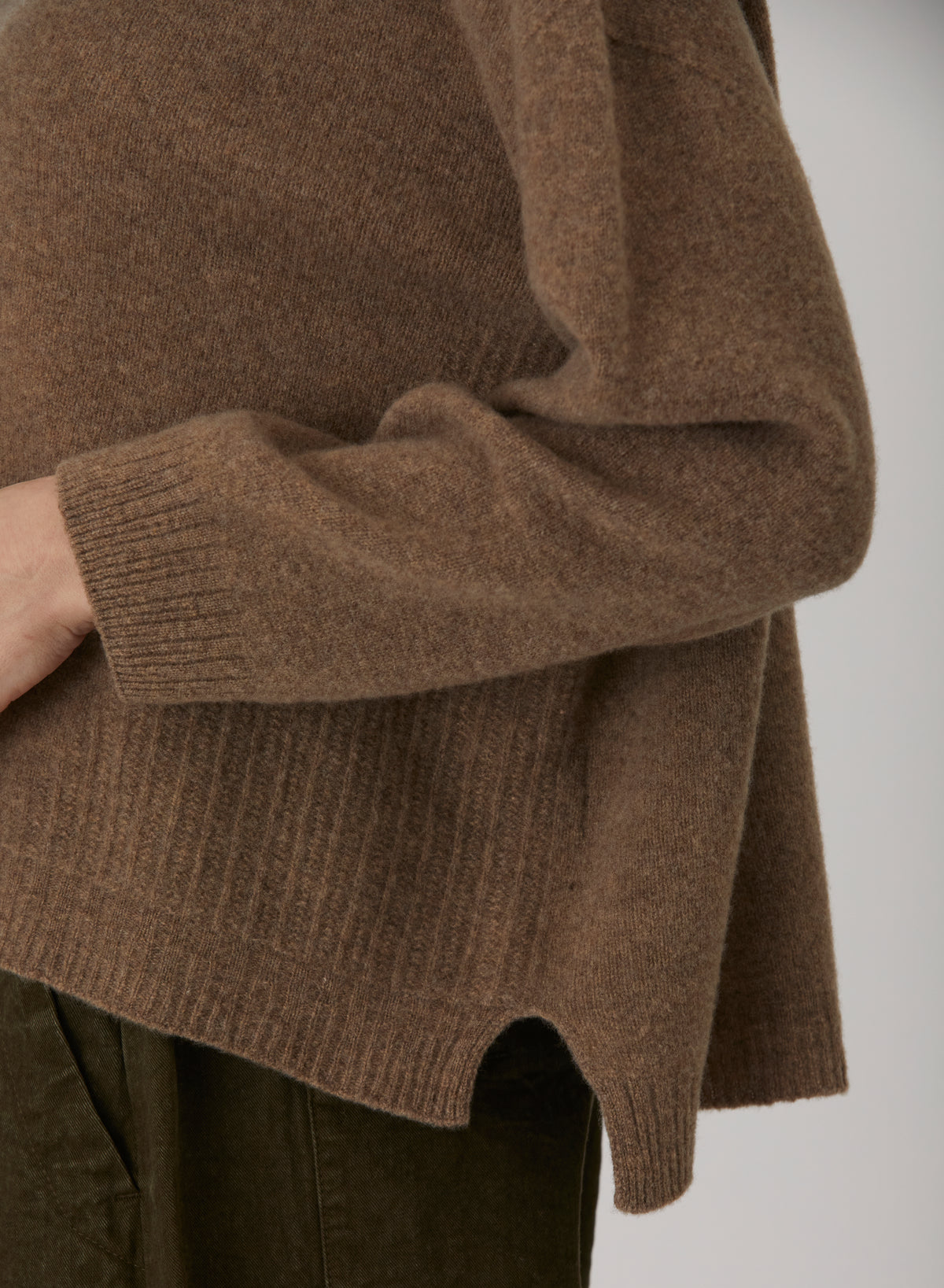 Pas De Calais Fine Wool Patterned Panel Switch Square Shape Pullover Brown-Pas De Calais-Thistle Hill