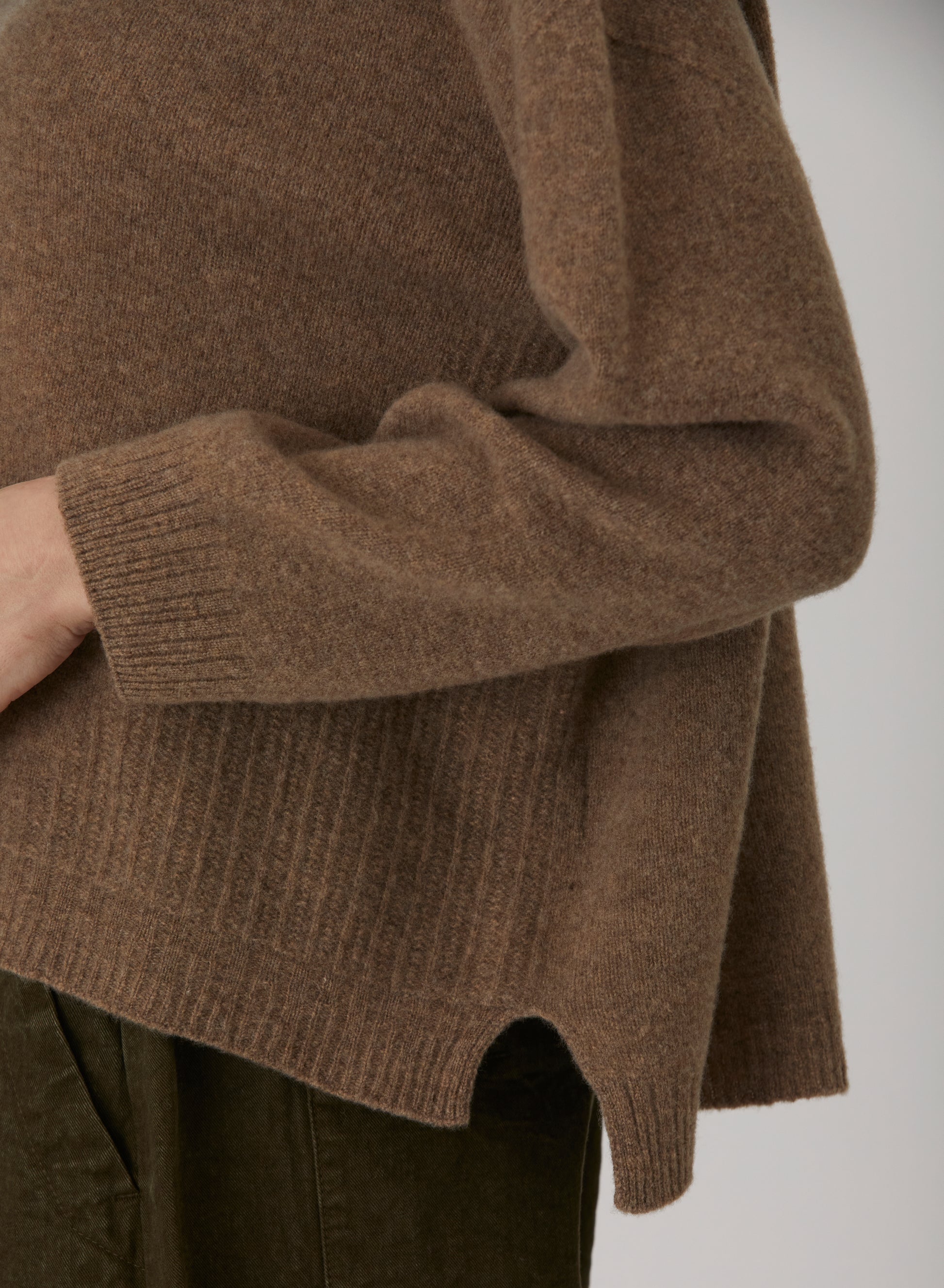 Pas De Calais Fine Wool Patterned Panel Switch Square Shape Pullover Brown-Pas De Calais-Thistle Hill