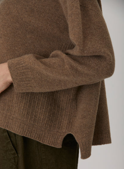 Pas De Calais Fine Wool Patterned Panel Switch Square Shape Pullover Brown-Pas De Calais-Thistle Hill