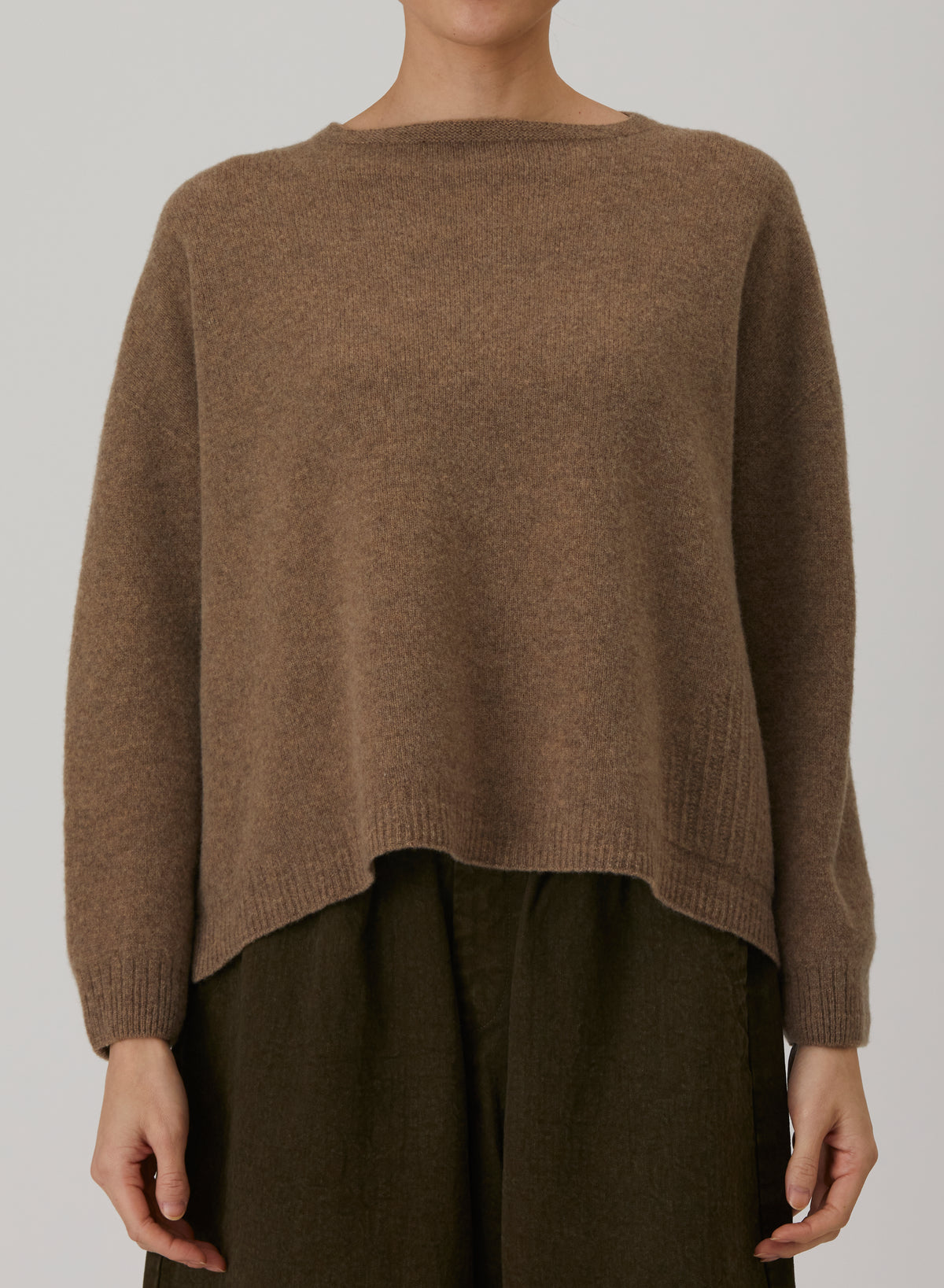 Pas De Calais Fine Wool Patterned Panel Switch Square Shape Pullover Brown-Pas De Calais-Thistle Hill