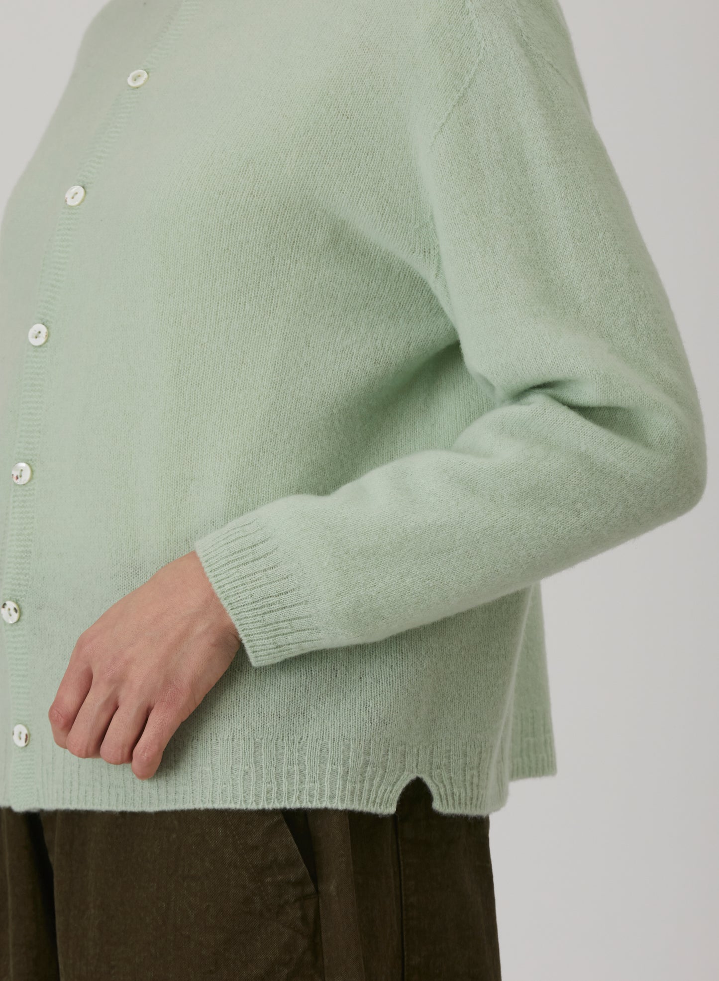 Pas De Calais Fine Wool Crewneck Cardigan Rosemary-Pas De Calais-Thistle Hill