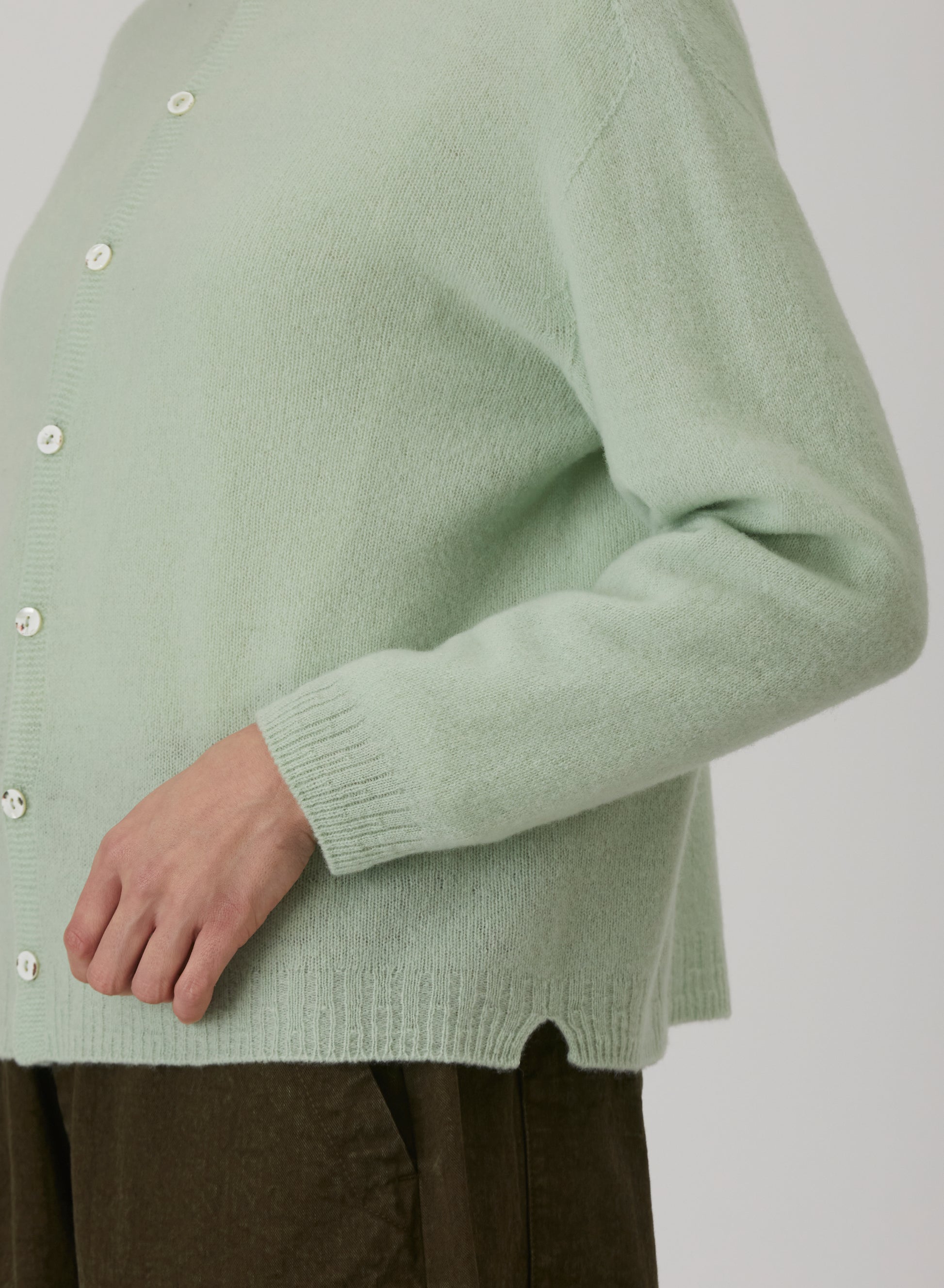 Pas De Calais Fine Wool Crewneck Cardigan Rosemary-Pas De Calais-Thistle Hill