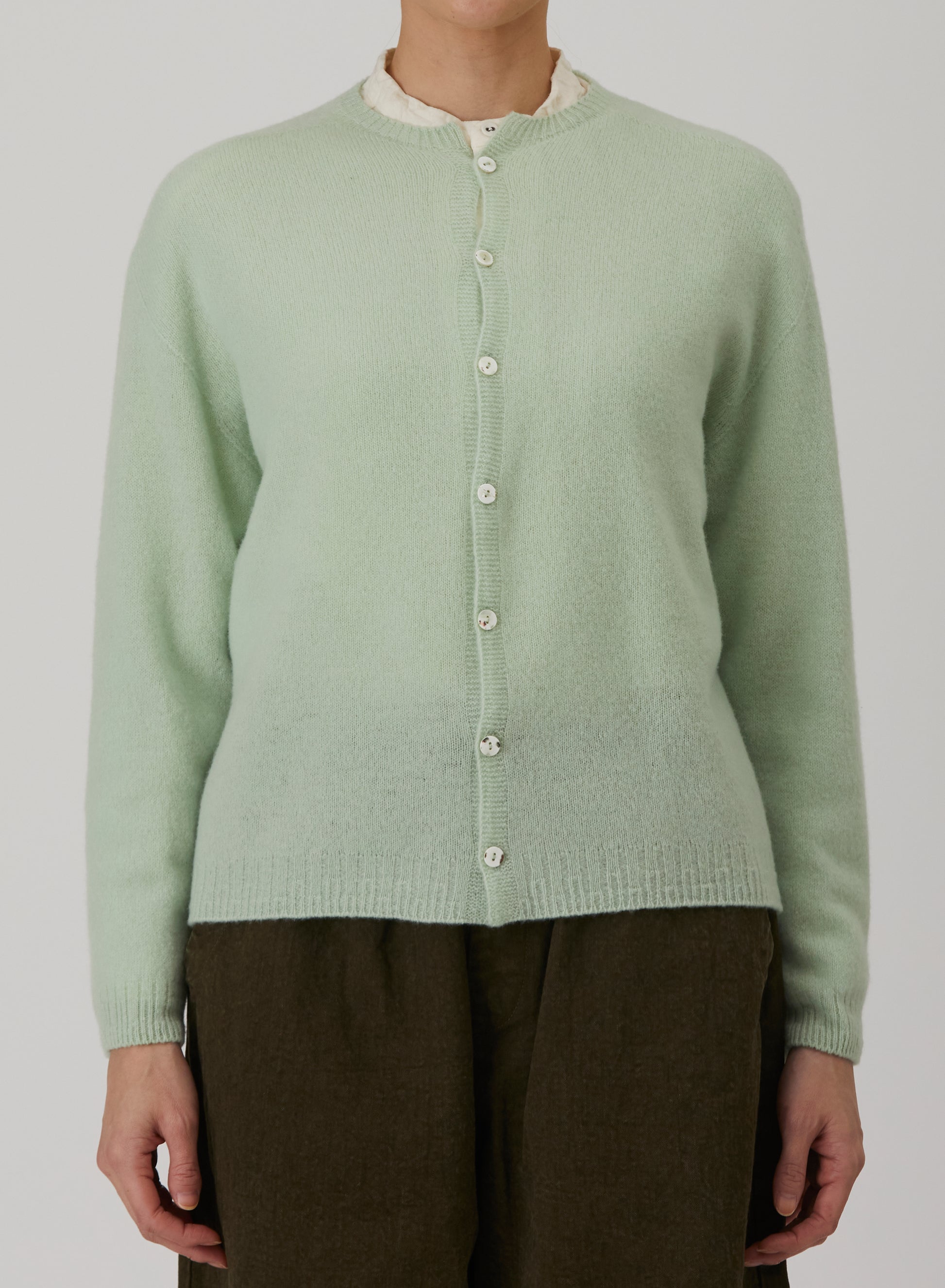 Pas De Calais Fine Wool Crewneck Cardigan Rosemary-Pas De Calais-Thistle Hill