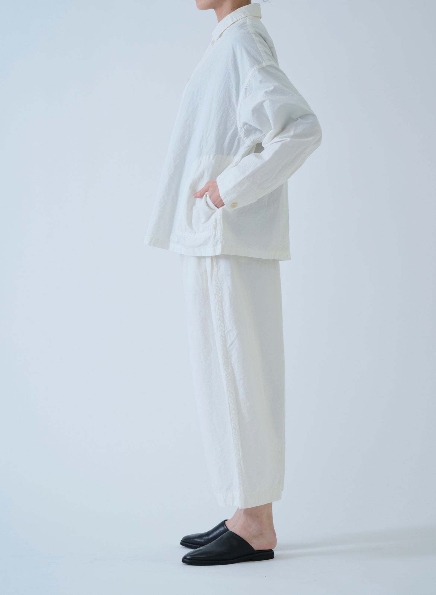 Pas de Calais High Density Plain Weave Coverall Jacket Off White-Pas De Calais-Thistle Hill