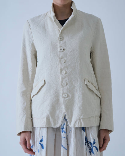 Pas de Calais Linen Cotton Soft Twill Tailored Jacket Ivory-Pas De Calais-Thistle Hill