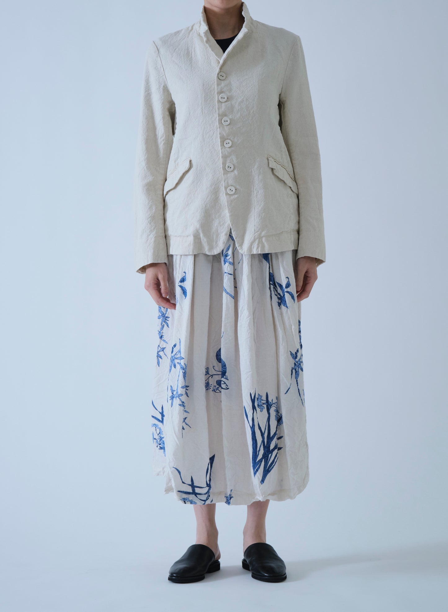 Pas de Calais Linen Cotton Soft Twill Tailored Jacket Ivory-Pas De Calais-Thistle Hill