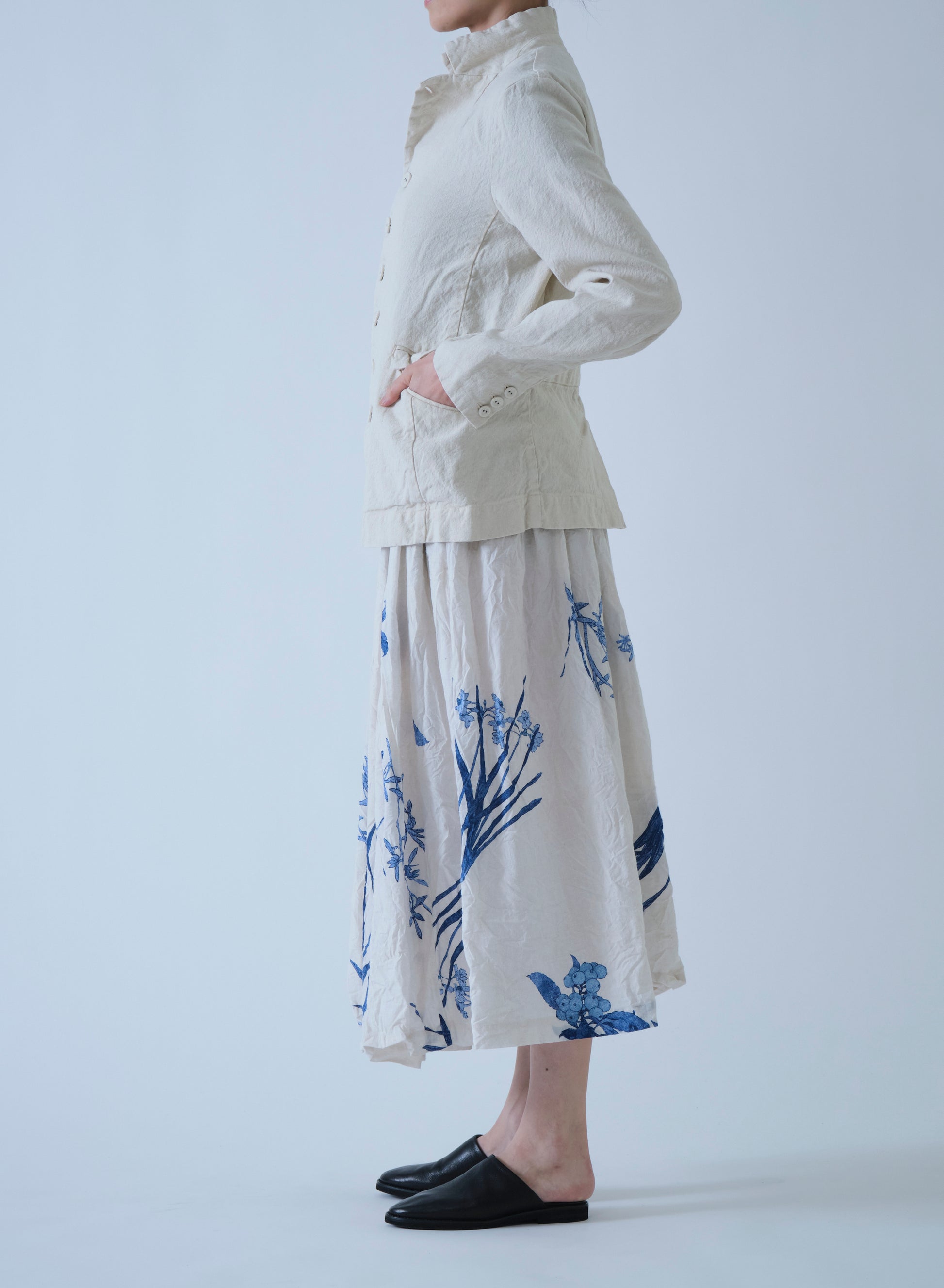 Pas de Calais Linen Cotton Soft Twill Tailored Jacket Ivory-Pas De Calais-Thistle Hill