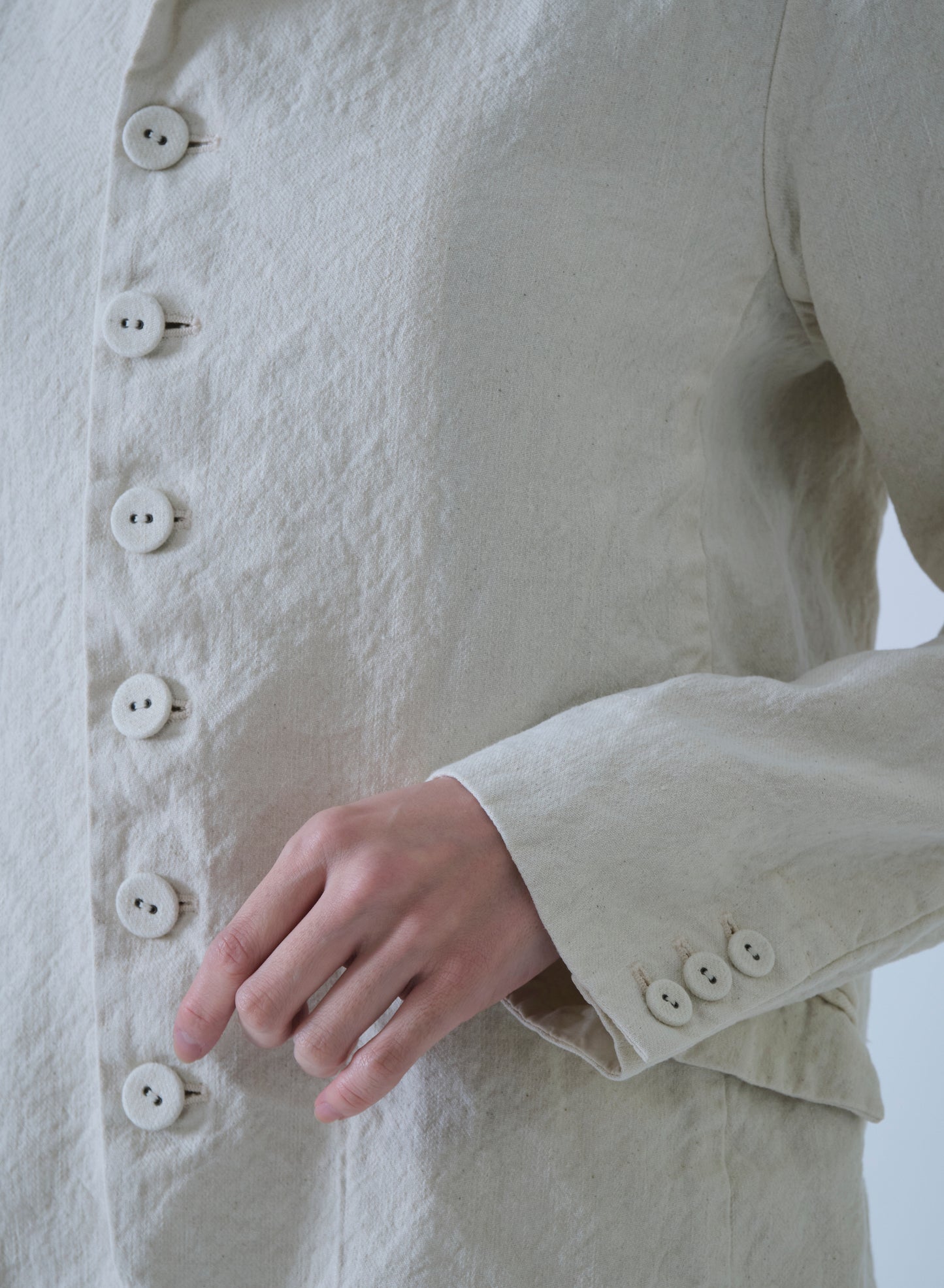 Pas de Calais Linen Cotton Soft Twill Tailored Jacket Ivory-Pas De Calais-Thistle Hill