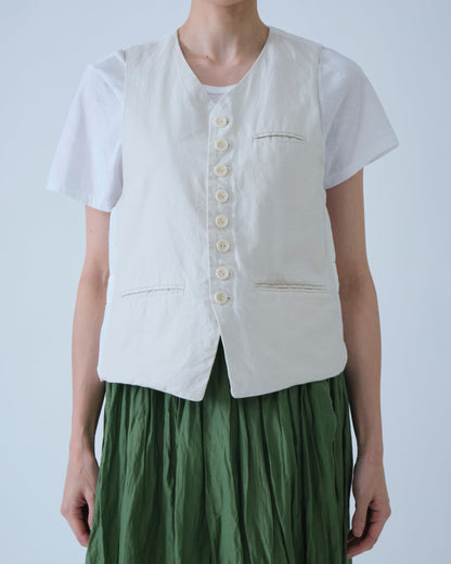 Pas de Calais Yarn Dye Oxford Vest Ivory-Pas De Calais-Thistle Hill