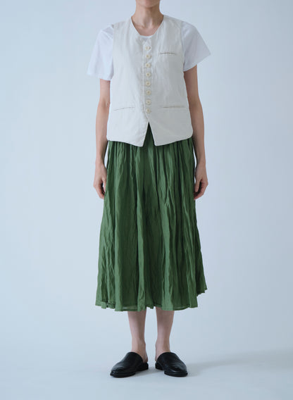 Pas de Calais Cotton Silk Lawn Tuck & Gather Skirt Green-Pas De Calais-Thistle Hill