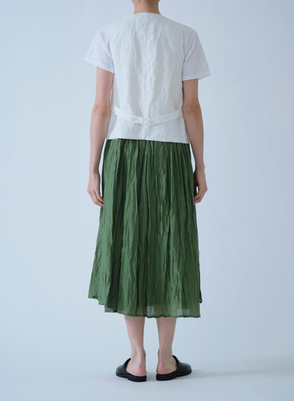 Pas de Calais Cotton Silk Lawn Tuck & Gather Skirt Green-Pas De Calais-Thistle Hill
