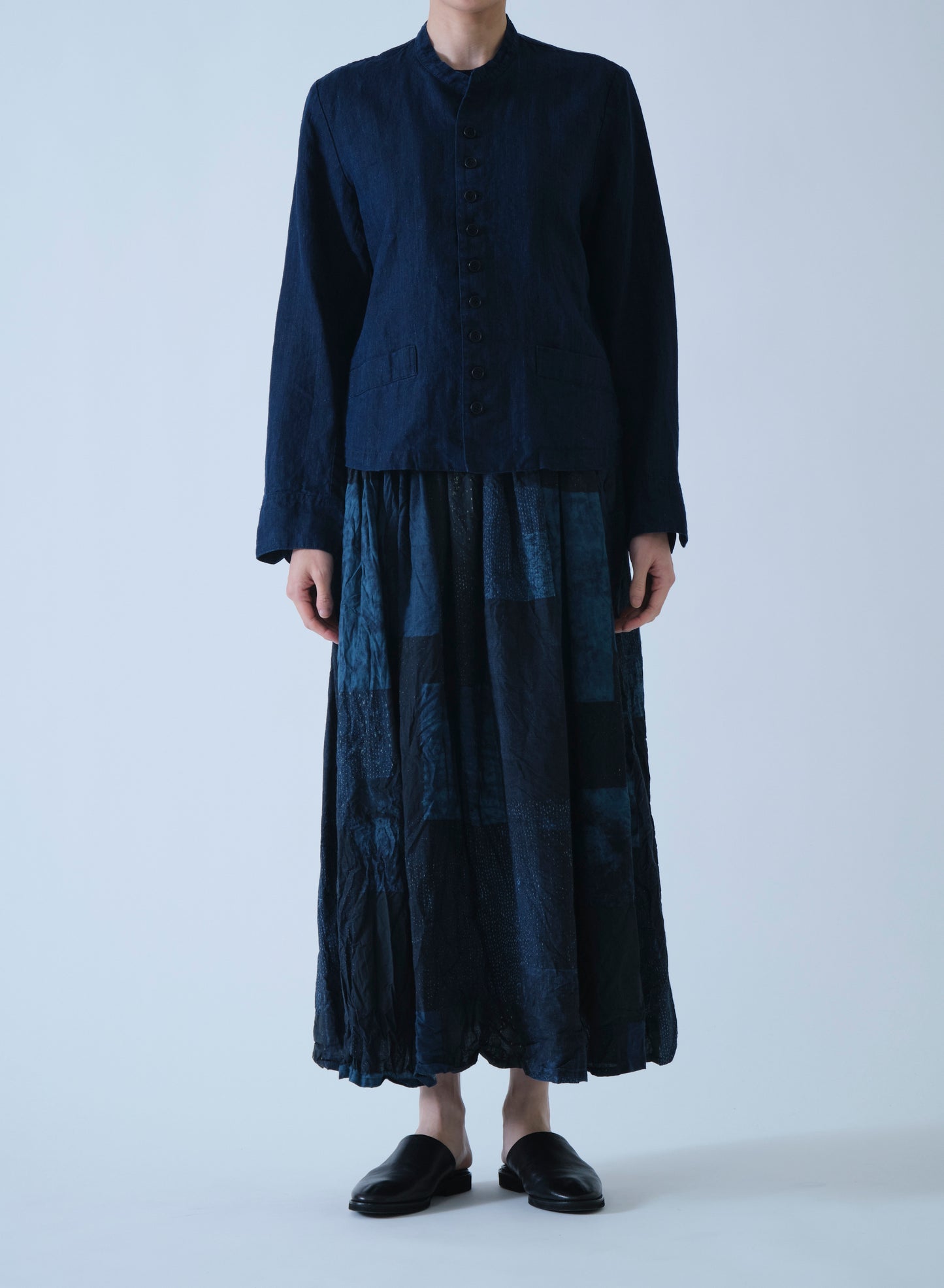 Pas de Calais Linen Indigo Chambray Jacket Navy-Pas De Calais-Thistle Hill