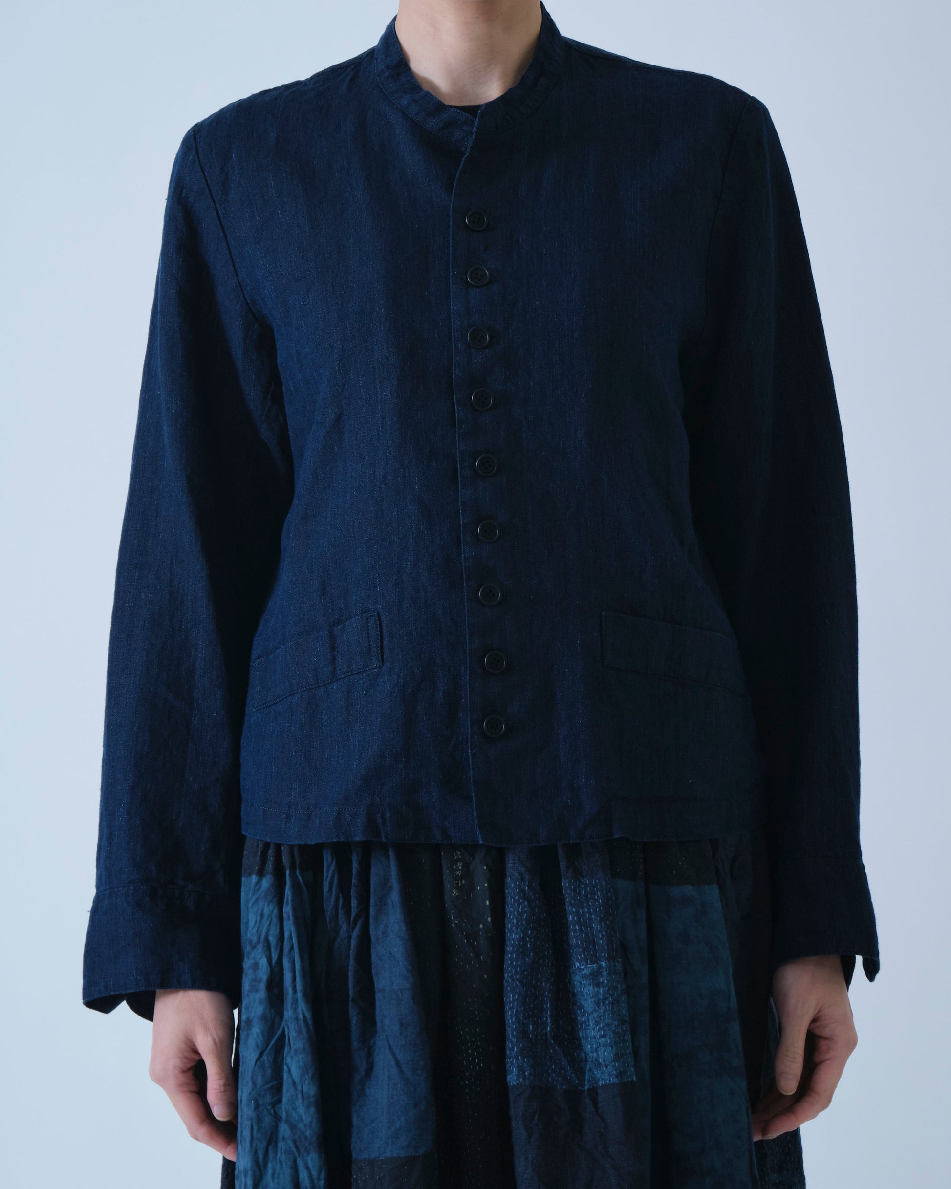 Pas de Calais Linen Indigo Chambray Jacket Navy-Pas De Calais-Thistle Hill