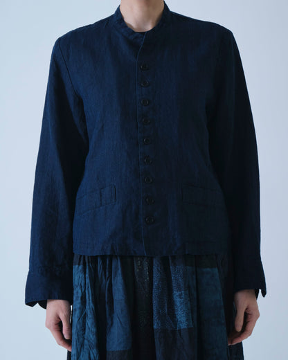 Pas de Calais Linen Indigo Chambray Jacket Navy-Pas De Calais-Thistle Hill