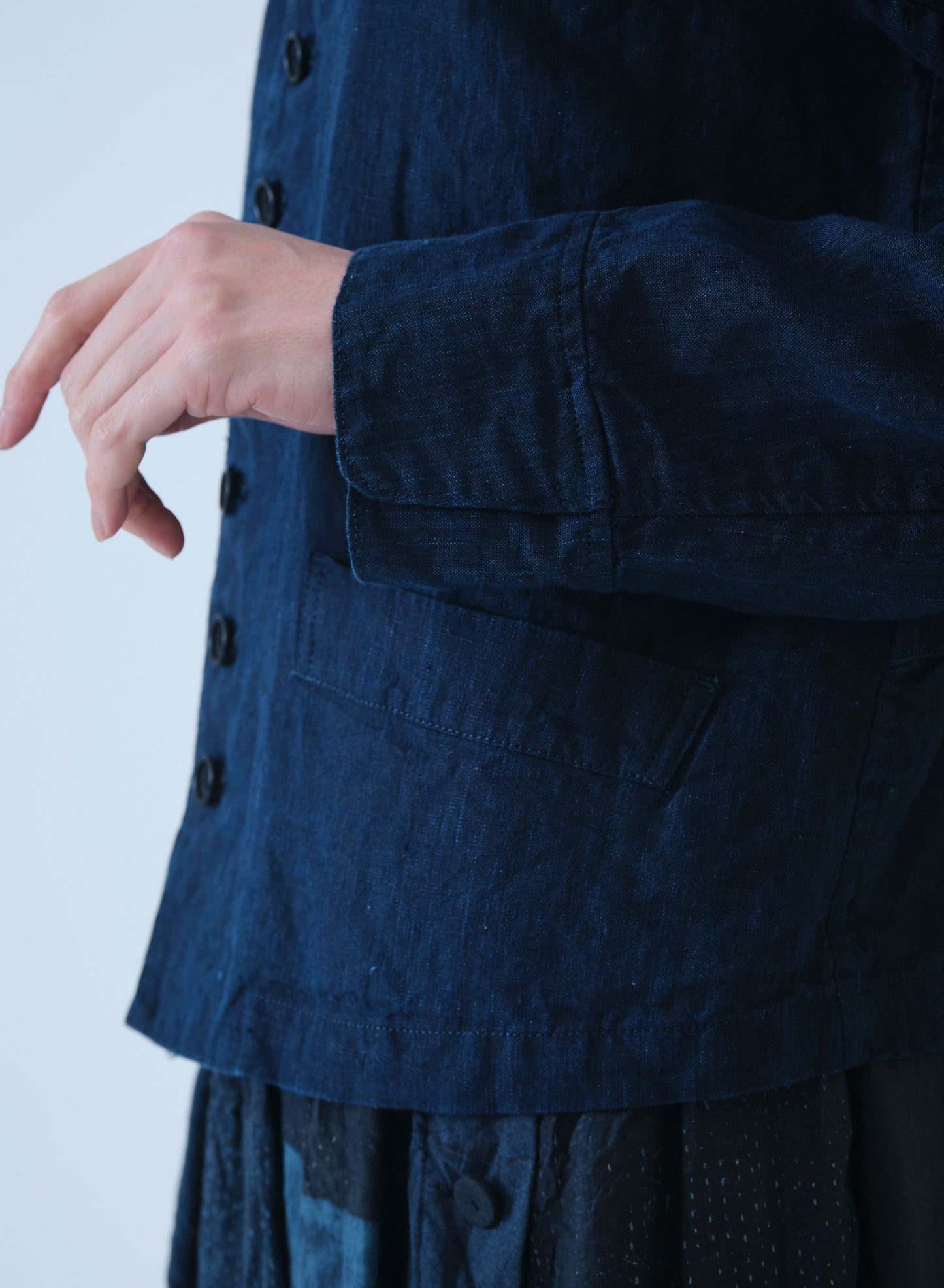 Pas de Calais Linen Indigo Chambray Jacket Navy-Pas De Calais-Thistle Hill