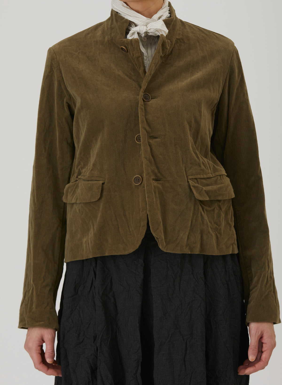 Pas De Calais Brushed Cotton Tailored Jacket Khaki-Pas De Calais-Thistle Hill