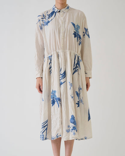 Pas de Calais Japonism Flower Print Dress Ivory-Pas De Calais-Thistle Hill