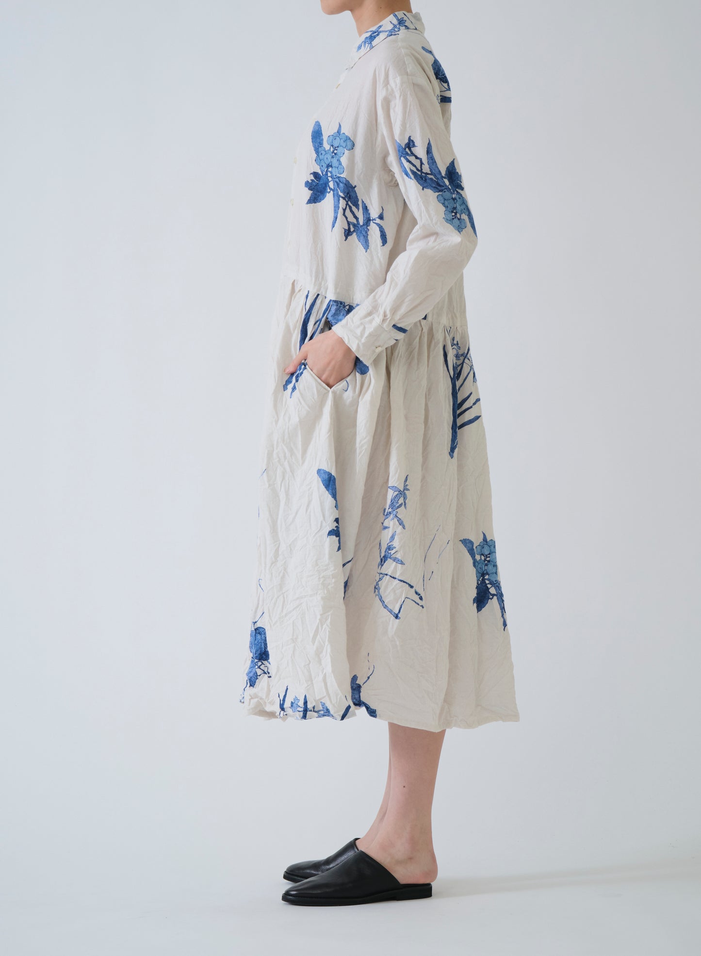 Pas de Calais Japonism Flower Print Dress Ivory-Pas De Calais-Thistle Hill