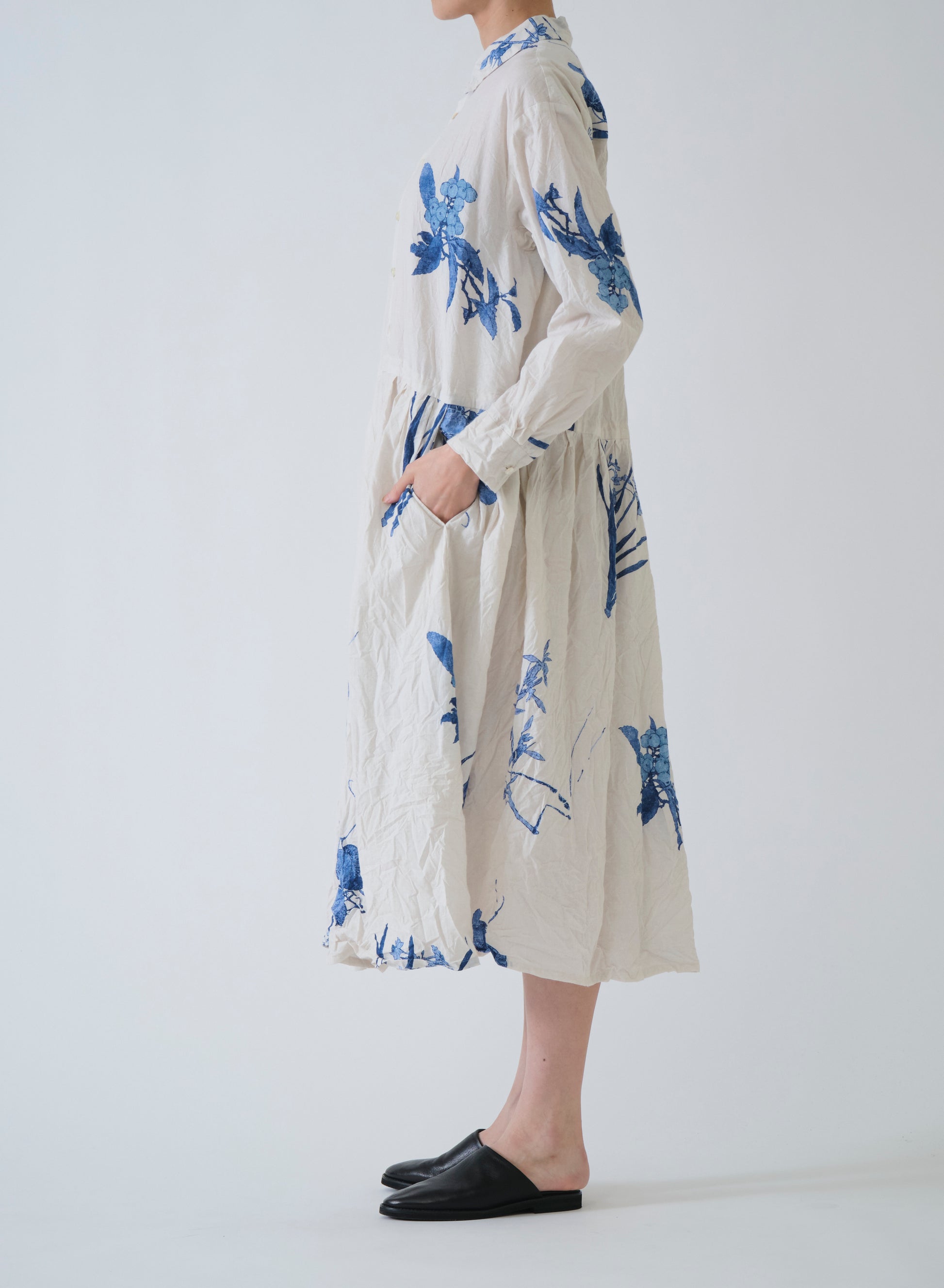 Pas de Calais Japonism Flower Print Dress Ivory-Pas De Calais-Thistle Hill