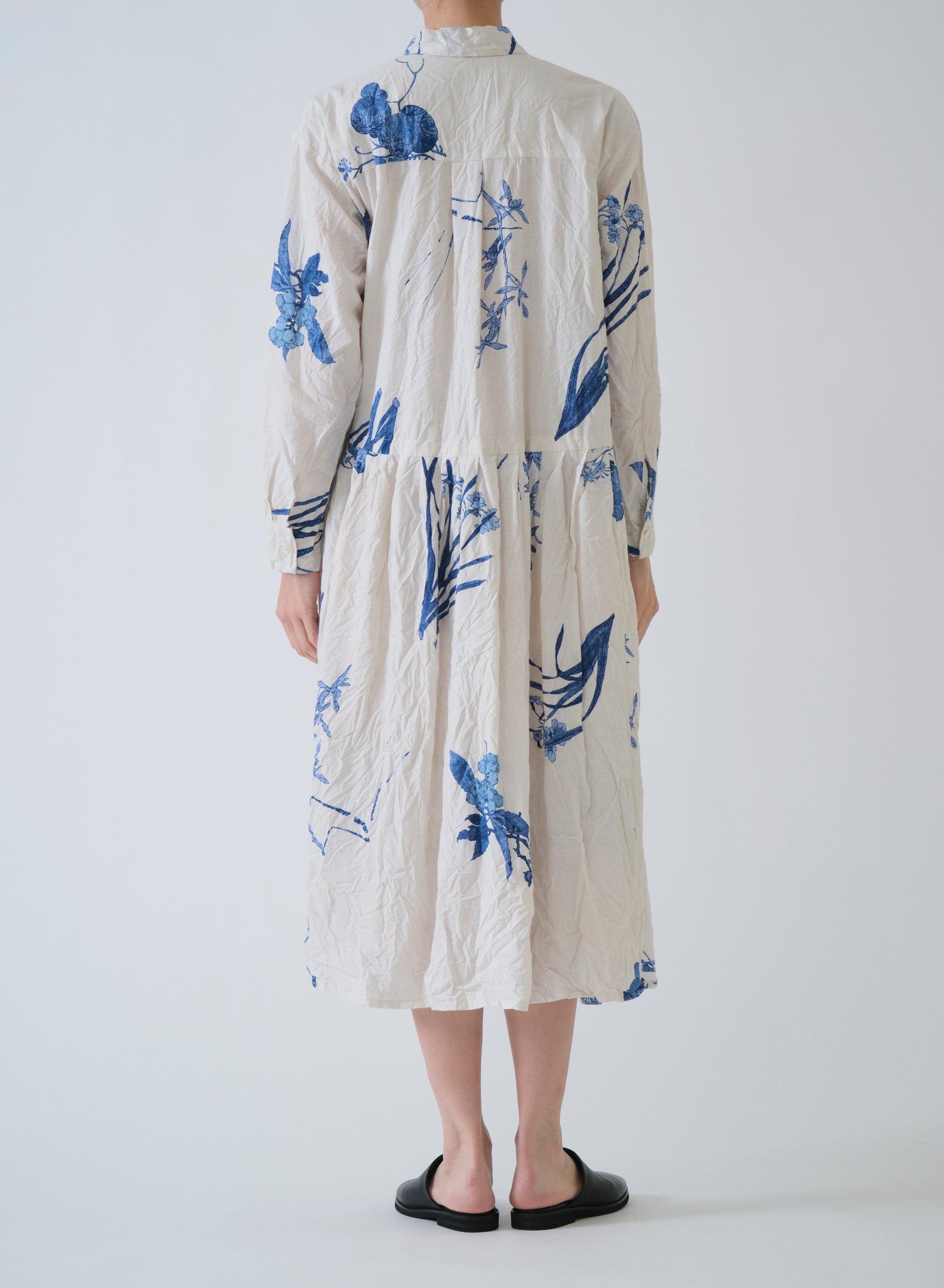 Pas de Calais Japonism Flower Print Dress Ivory-Pas De Calais-Thistle Hill