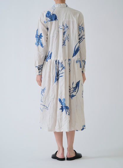 Pas de Calais Japonism Flower Print Dress Ivory-Pas De Calais-Thistle Hill
