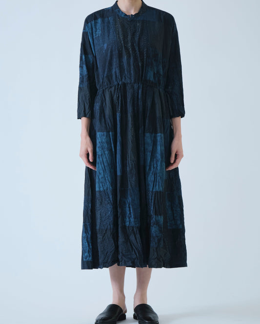 Pas de Calais Tsugihagi Print Dress Navy-Pas De Calais-Thistle Hill