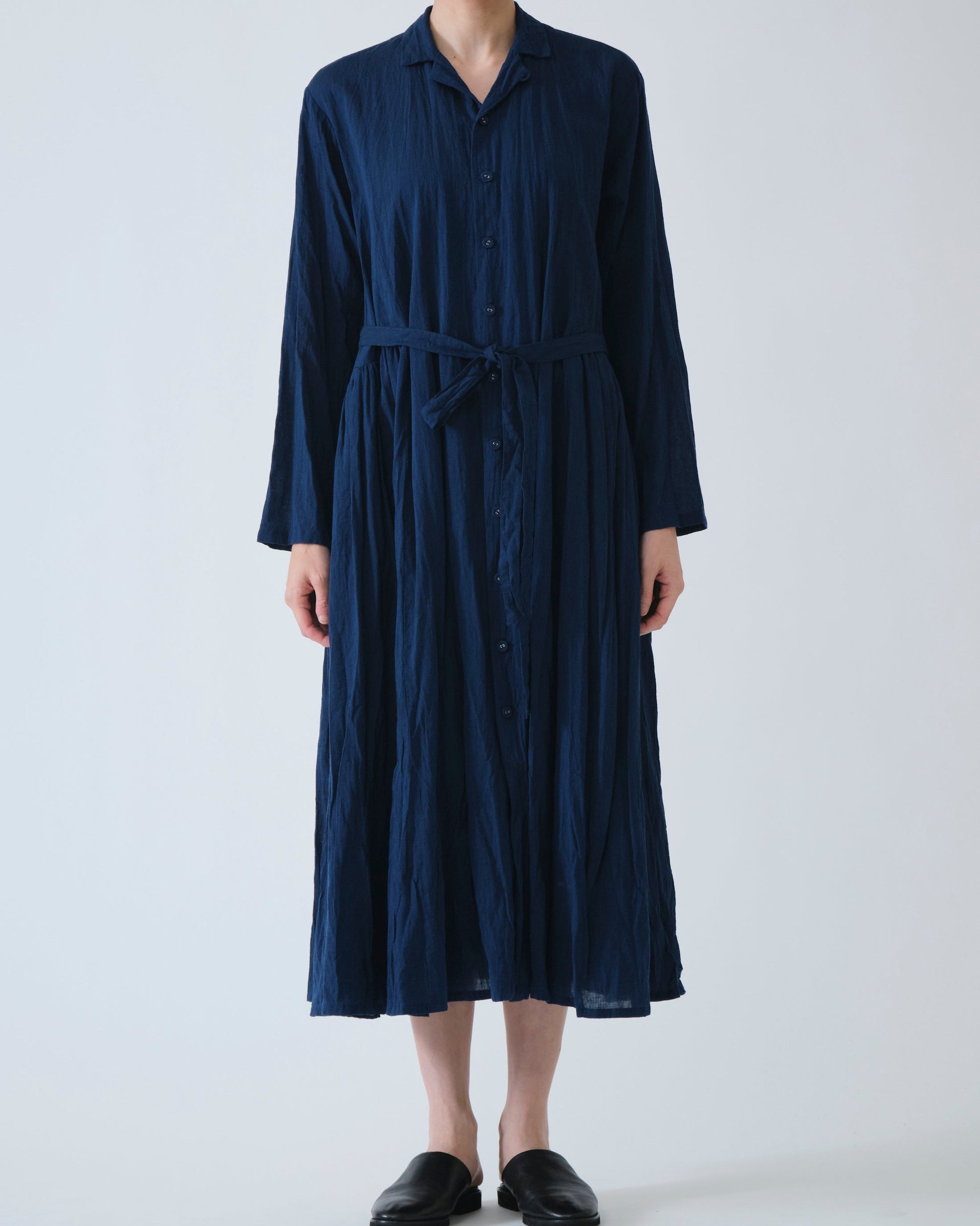 Pas de Calais Organic Cotton Chambray Dress Navy 36
