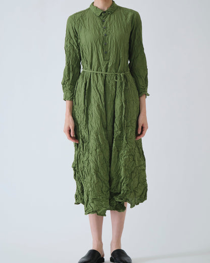 Pas de Calais Washed Cotton Crinkle Dress Green-Pas De Calais-Thistle Hill