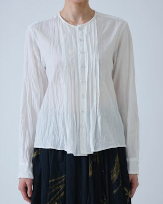 Pas de Calais Organic Cotton Chambray Long Sleeve Blouse White-Pas De Calais-Thistle Hill