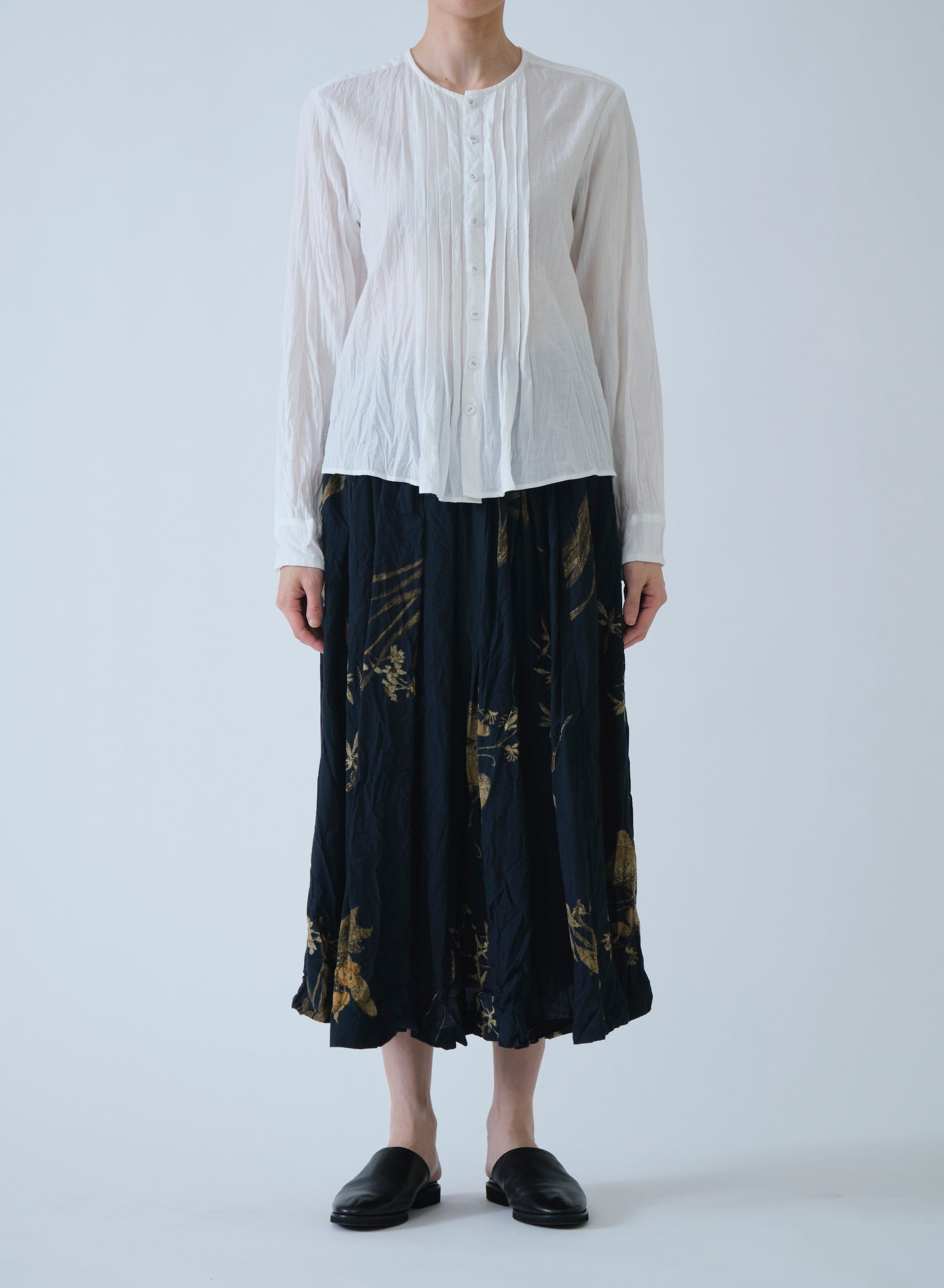 Pas de Calais Organic Cotton Chambray Long Sleeve Blouse White-Pas De Calais-Thistle Hill