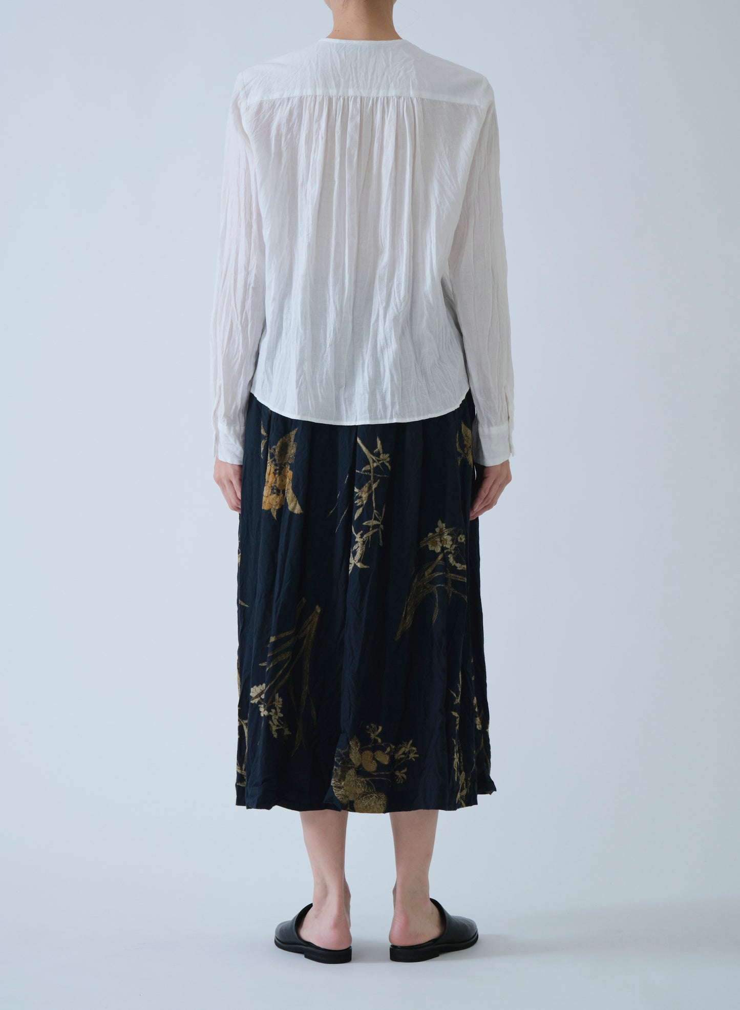 Pas de Calais Organic Cotton Chambray Long Sleeve Blouse White-Pas De Calais-Thistle Hill