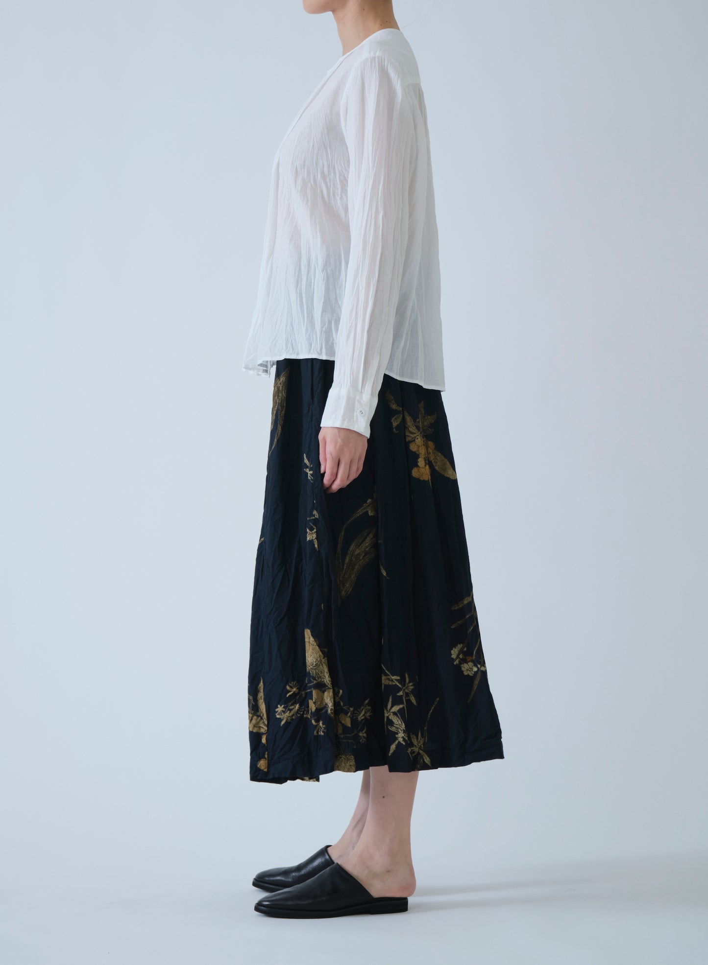 Pas de Calais Organic Cotton Chambray Long Sleeve Blouse White-Pas De Calais-Thistle Hill