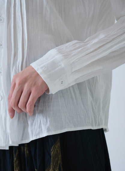 Pas de Calais Organic Cotton Chambray Long Sleeve Blouse White-Pas De Calais-Thistle Hill