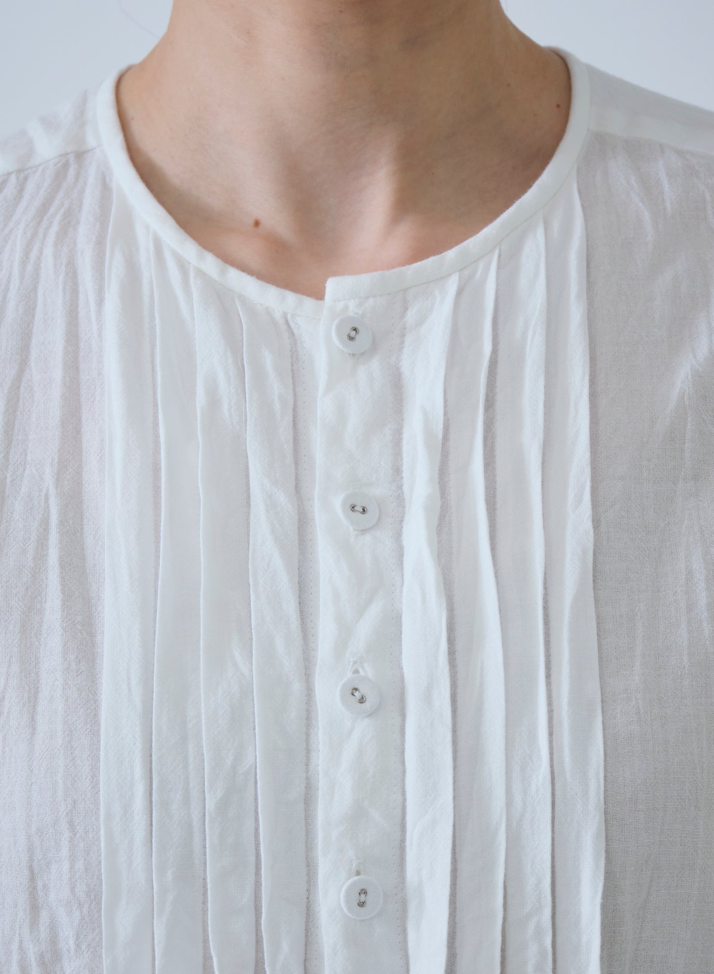 Pas de Calais Organic Cotton Chambray Long Sleeve Blouse White-Pas De Calais-Thistle Hill