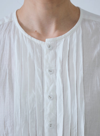 Pas de Calais Organic Cotton Chambray Long Sleeve Blouse White-Pas De Calais-Thistle Hill